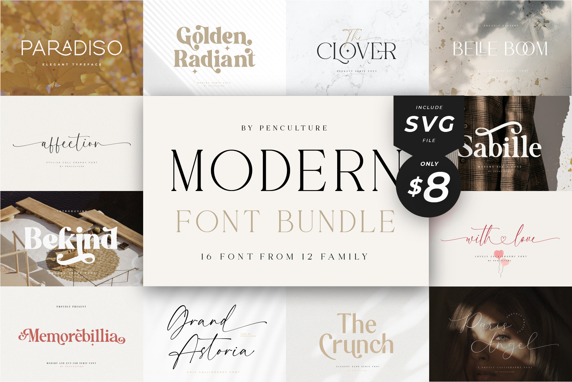 Modern Font Bundle - Wedding Fonts, Cricut Fonts, Procreate Fonts, Canva Fonts, Branding Font, Handwritten Fonts, Fonts for Cricut