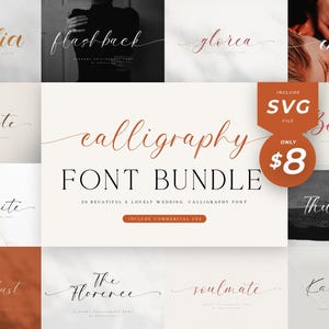 Pacchetto font per calligrafia, pacchetto font per matrimonio, font scritto a mano, font script, font Cricut, font corsivo, font Procreate, font per Cricut