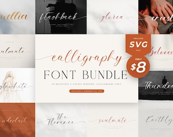 Calligraphy Font Bundle, Wedding Font Bundle, Handwritten Font, Script Font, Cricut Font, Cursive Font, Procreate Font, Font For Cricut
