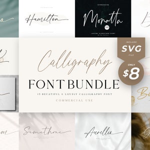 Calligraphy Font Bundle, Wedding Font Bundle, Handwritten Font, Script Font, Cricut Font, Cursive Font, Procreate Font, Font For Cricut,