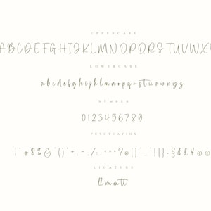 May include: A handwritten font alphabet in green, showing uppercase and lowercase letters, numbers, punctuation marks, and ligatures. The font is called "Dream Collection".