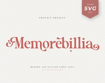 Memorebillia - Modern Serif Font, Cricut Fonts, Embroidery Font, Fonts for Cricut, Branding Font, Logo Font, Procreate Font, Canva Font