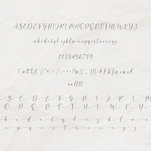 K&ouml;nnte beinhalten: Ein handgeschriebenes Alphabet in schwarzer Tinte auf einem wei&szlig;en strukturierten Hintergrund. Das Alphabet enth&auml;lt Gro&szlig;- und Kleinbuchstaben, Zahlen und Satzzeichen.