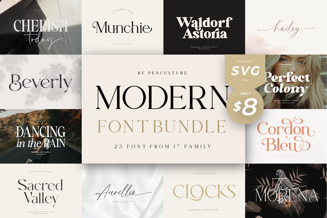 Modern Font Bundle - Logo Fonts, Wedding Fonts, Handwritten Fonts ...