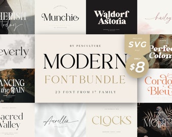 Modern Font Bundle - Logo Fonts, Wedding Fonts, Handwritten Fonts, Cricut Fonts, Procreate Fonts, Fonts For Cricut, Canva Fonts