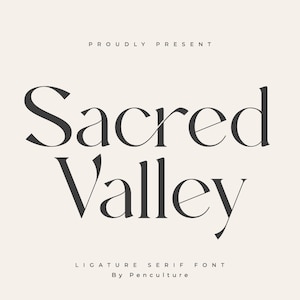 Sacred Valley Font - Modern Serif Font, Branding Font, Logo Font, Ligature Font, Font for Cricut, Digital Font, Cricut Font, Procreate Font