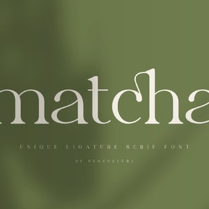 Police Matcha - Police Serif moderne, police de marque, police de logo, police de ligature, polices pour Cricut, police numérique, polices Cricut, police cursive