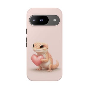 Adorable Leopard Gecko Phone Case, Floral Phone Cover, Tough Phone Case (Samsung and Google Models)