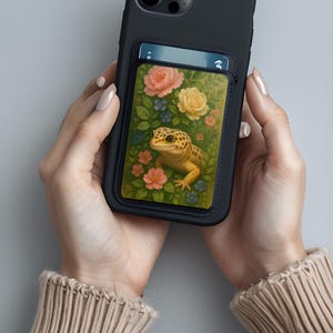 Tarjetero con diseño de geco leopardo: compatible con Magsafe®, ecológico