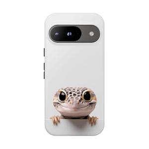 Peeking Leopard Gecko Phone Case, Floral Phone Cover, Tough Phone Case (Samsung and Google Models)
