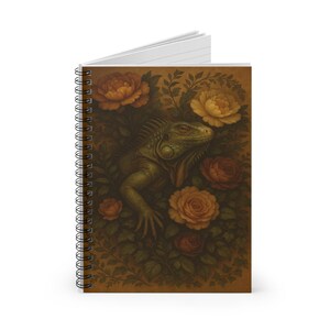 Elegant Iguana Floral Spiral Notebook 6&quot; x 8&quot;, Nature Lover Gift, Notebook for Journaling, Sketching, Eco-Friendly Stationery