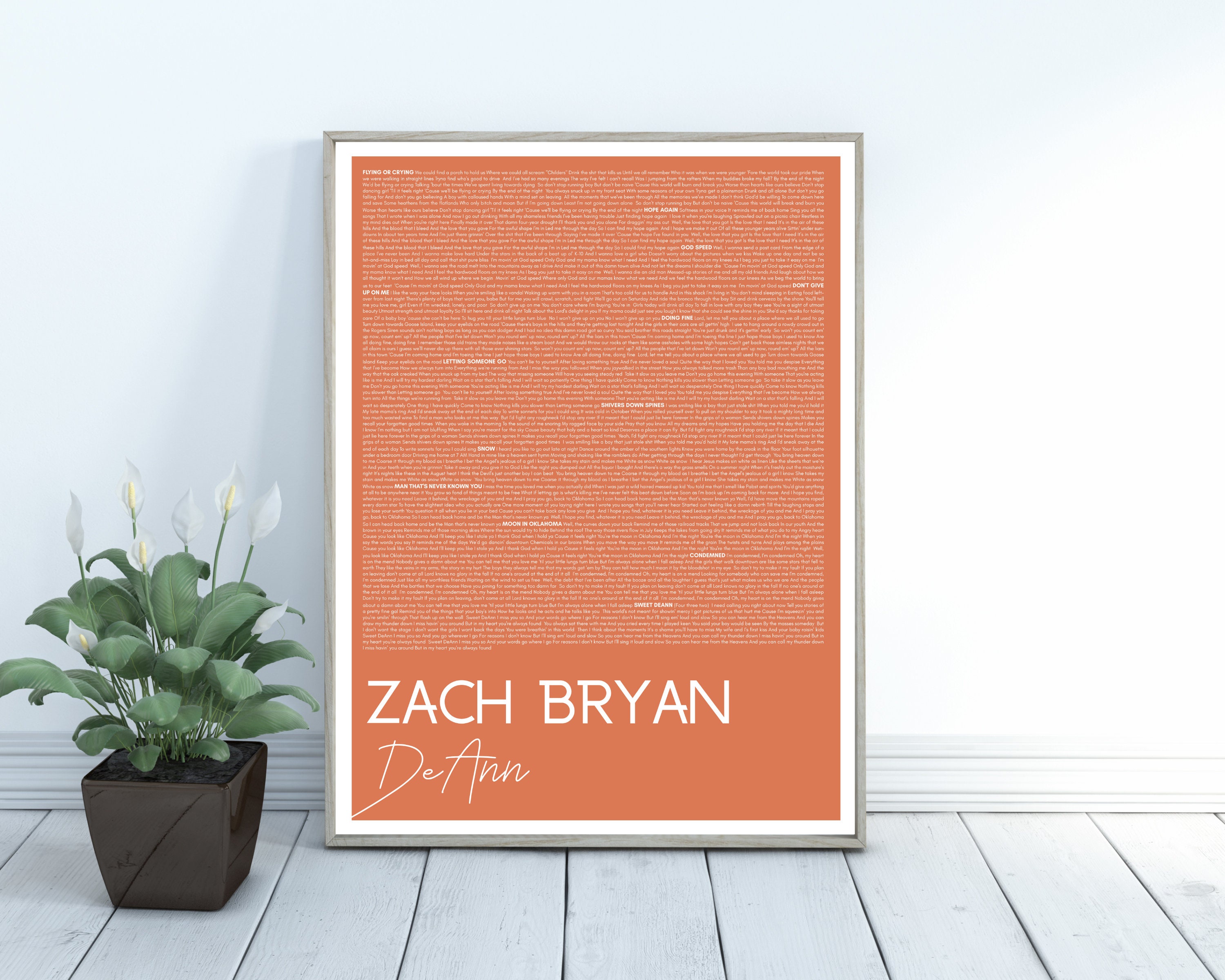 Zach Bryan Deann Album Full Album Lyrics Poster Instant - Etsy