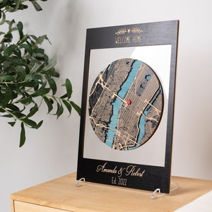 Custom Location Wall Art, Custom Wood Map, Framed Wood Wall Art, Housewarming Gift, New Home Owner Gift, Personalized Gift for Couple