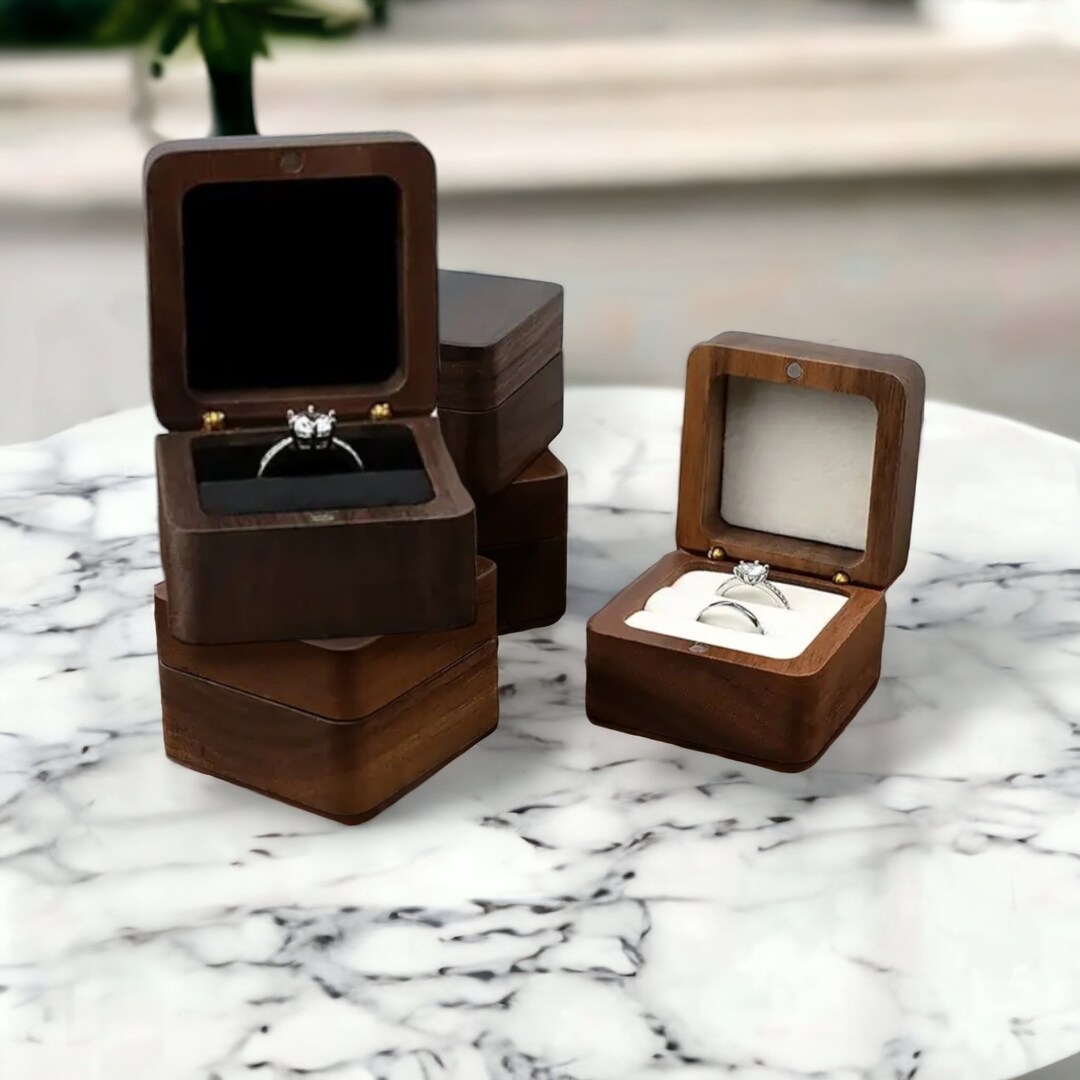 Macchiole Custom Wooden Ring Box for Wedding Ceremony Personalized Engagement Ring Macchiole Custom Wooden Ring Box for Wedding Ceremony Personalized Engagement Ring