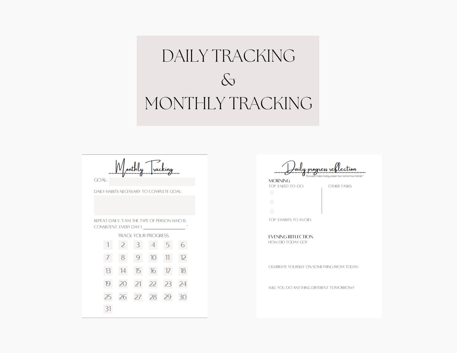 Goal Tracking and Planning Printables, Goal Calendars, Goal Reflection, Habit Tracker Template
