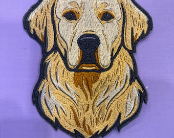 patches Embroidered Golden Retriever Dog Patch - Iron On or Sew On, Custom Size