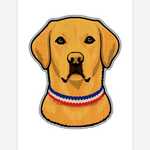Anpassad hundporträttslapp | Broderad lapp för labrador retriever | Personlig husdjurslapp | Stryk på eller sy på
