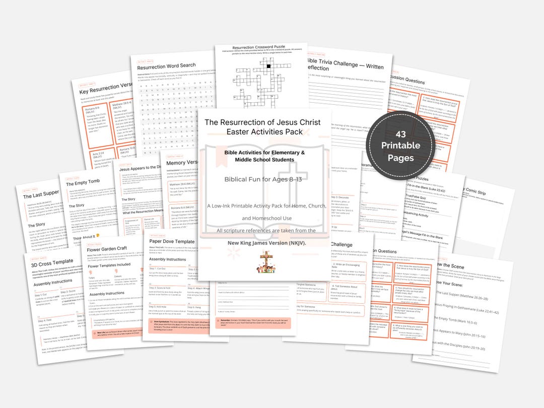 Christian Easter Activity Pack Printable, Resurrection of Jesus ...