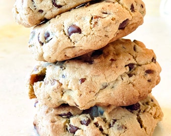 Gluten Free Dark Chocolate Chip Cookies, Gourmet Chocolate Chip Cookies, Hand Crafted Chocolate Chip Cookies, Gooey Thick Cookies