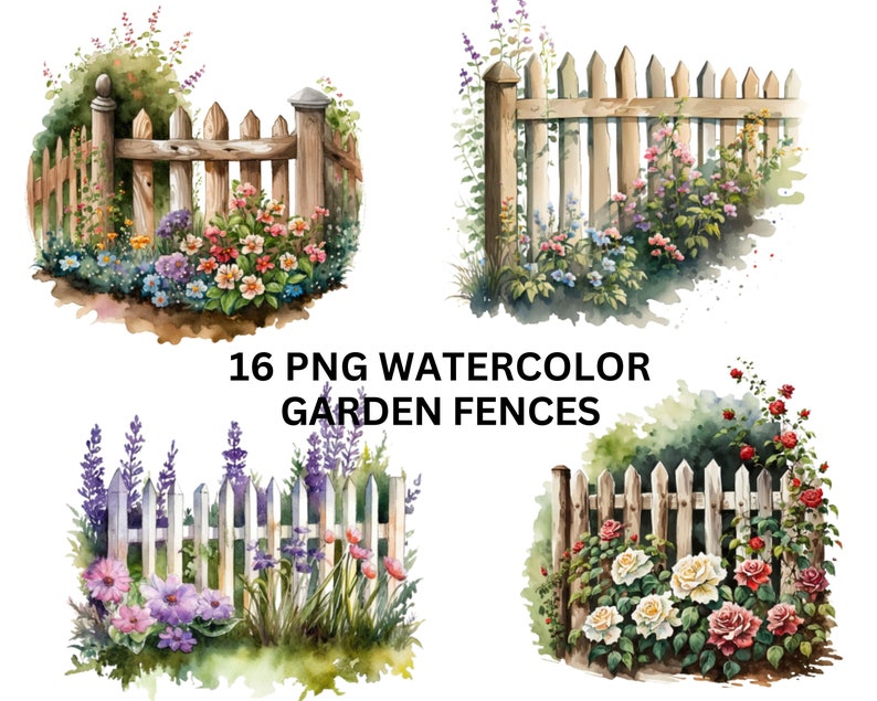 High Quality Pngs Transparent Background Watercolor Garden Fences ...