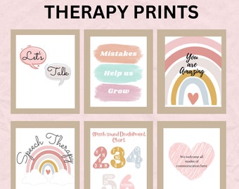 10 Speech Therapy Room Posters SLP Decor Language Pathologist Prints Art Therapist Classroom Wall Gifts Sign Office Resources Kids Printable