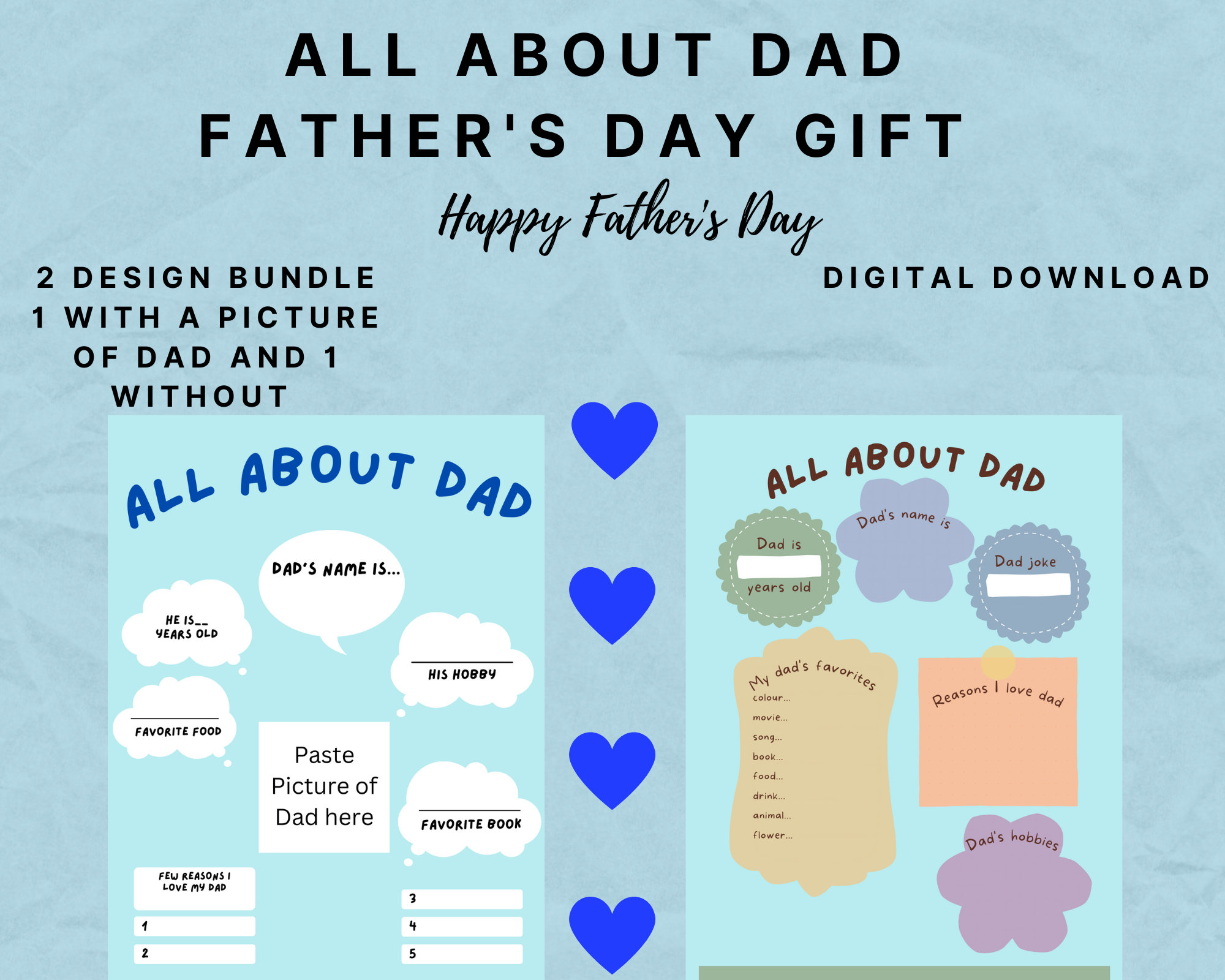 All About My Dad Printable, Fathers Day Gift From Kids, Fathers Day ...