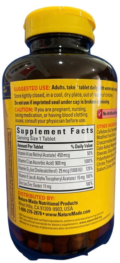 Nature Made Super C With Vitamin D3 & Zinc Supplement 200 - Etsy