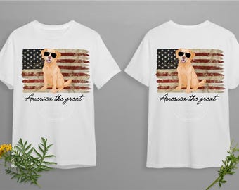 American Flag Yellow Lab T-Shirt Design: Patriotic PNG (Digital Download)