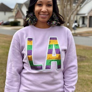 LA Mardi Gras sweatshirt, sequin glitter Mardi Gras, Mardi Gras sweatshirt, glitter design, Louisiana sweatshirt, Fat Tuesday
