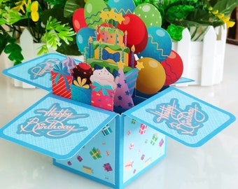 3D Colorful Balloons Pop Up Birthday Card