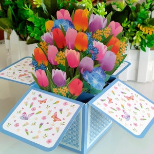 3D Tulip Pop Up Greeting Card, Thank You Card, Birthday Card, Mothers Day Card, Valentines Day Cards, Anniversary Card