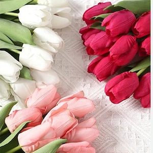 10 Stems of Artificial Tulip Flowers with Stem, Real Touch, for home, office, hotel, wedding, party and event