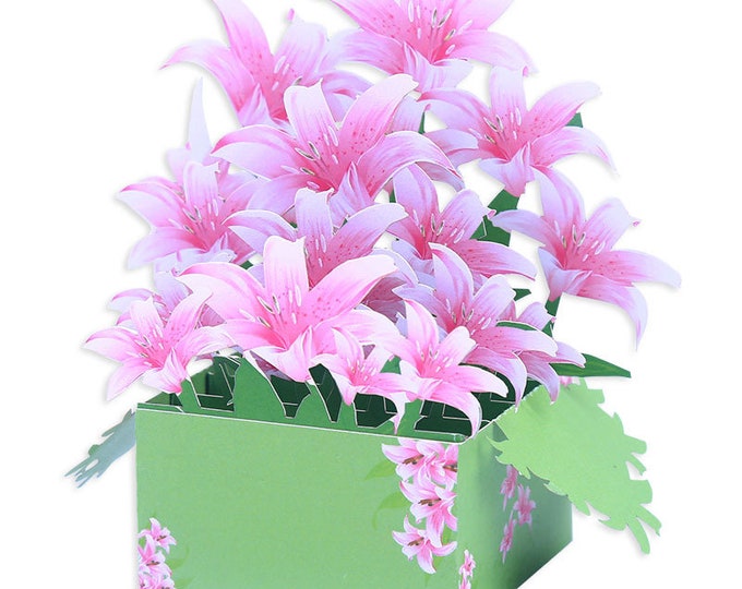 3D Lily Pop up Greeting Card, Thank You Card, Birthday Card, Mothers ...