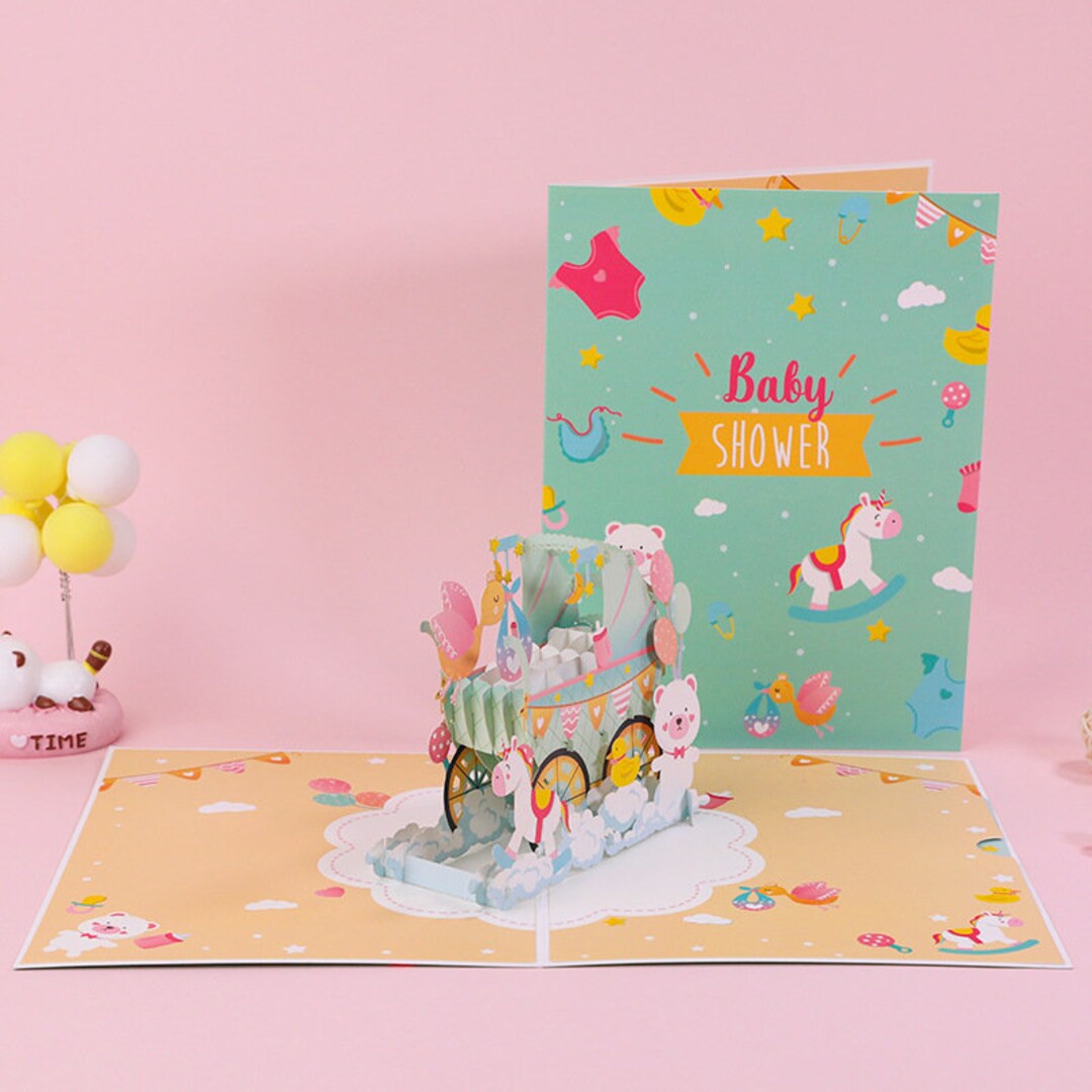 3D Cute Animals Pop up Baby Shower Card Etsy
