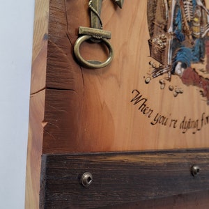 Wall Hanging Keyholder with Anchor keychain Bottle Opener and Key, Home, Bar, Mancave, Lodge Decor, Engraved Hand Painted Pirate Wall Decor. image 3
