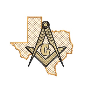 Texas State Master Mason Square and Compass, Embroidery Design Digital File