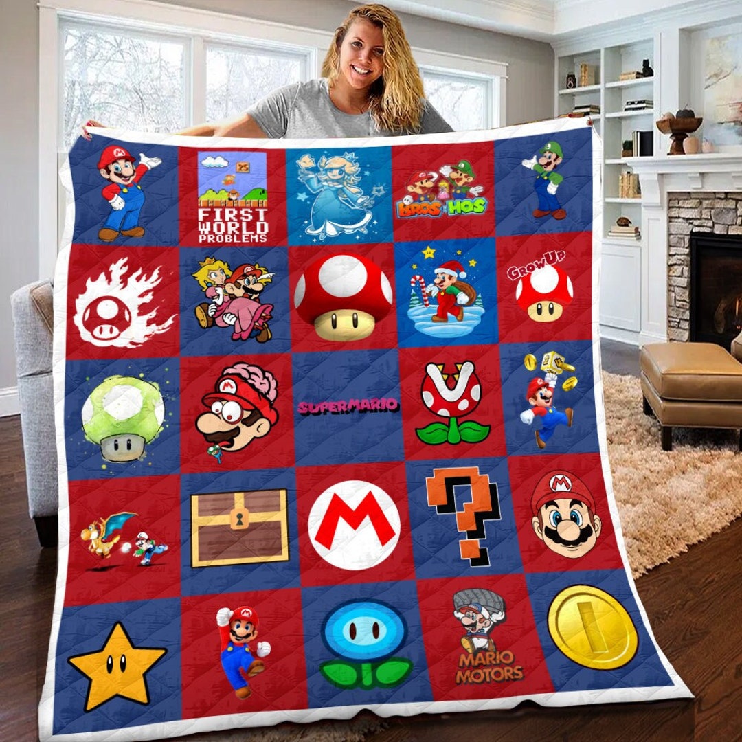 Personalized Super Mario Blanket Customized Super Mario Etsy