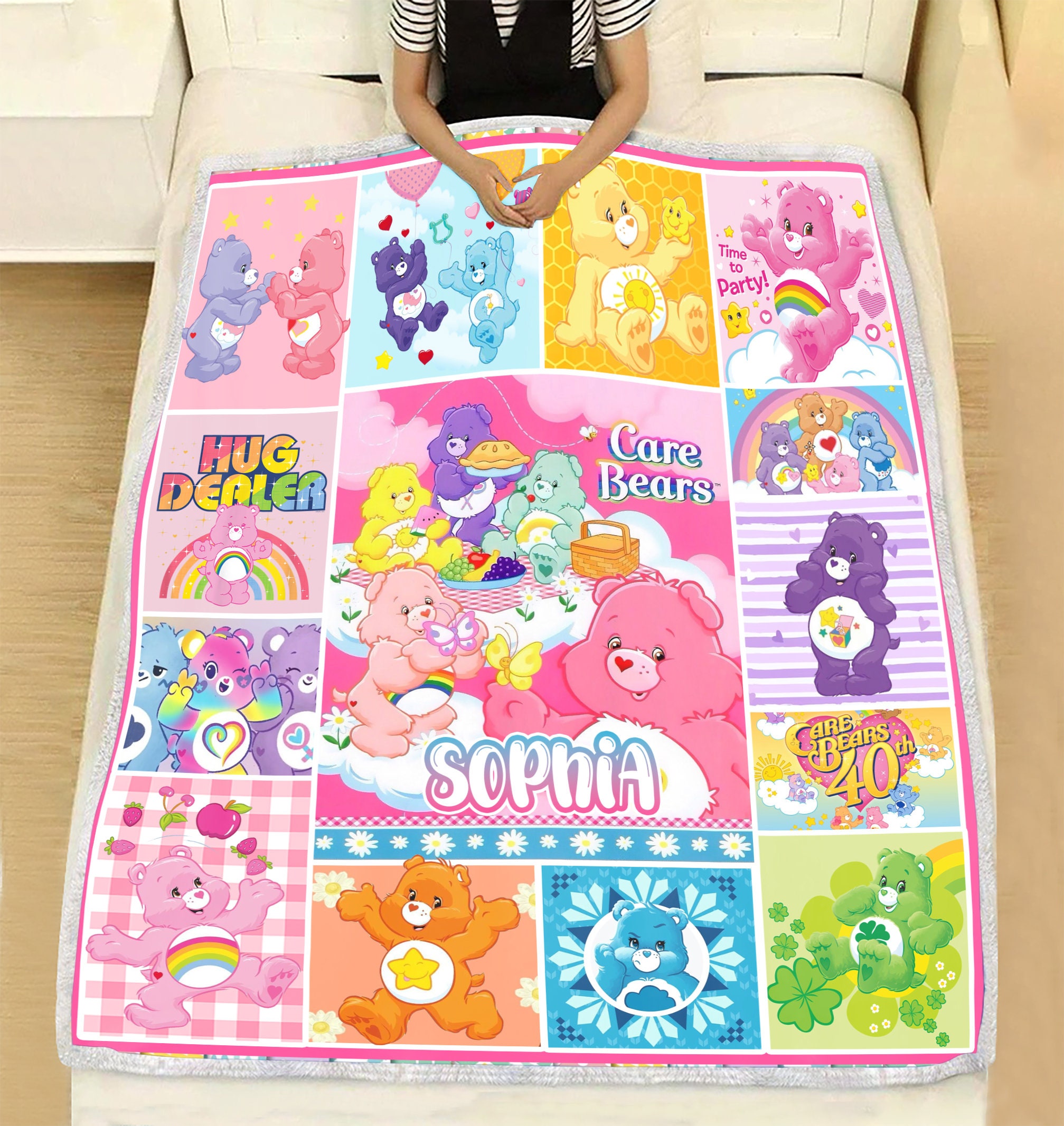Personalized Care Bears Blanket, Care Bears Fleece Blanket Designed