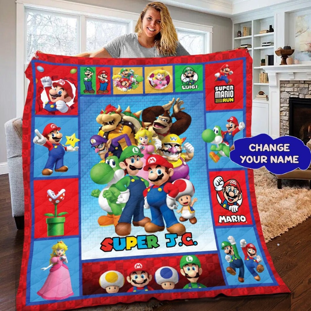 Personalized Super Mario Blanket Customized Super Mario Etsy