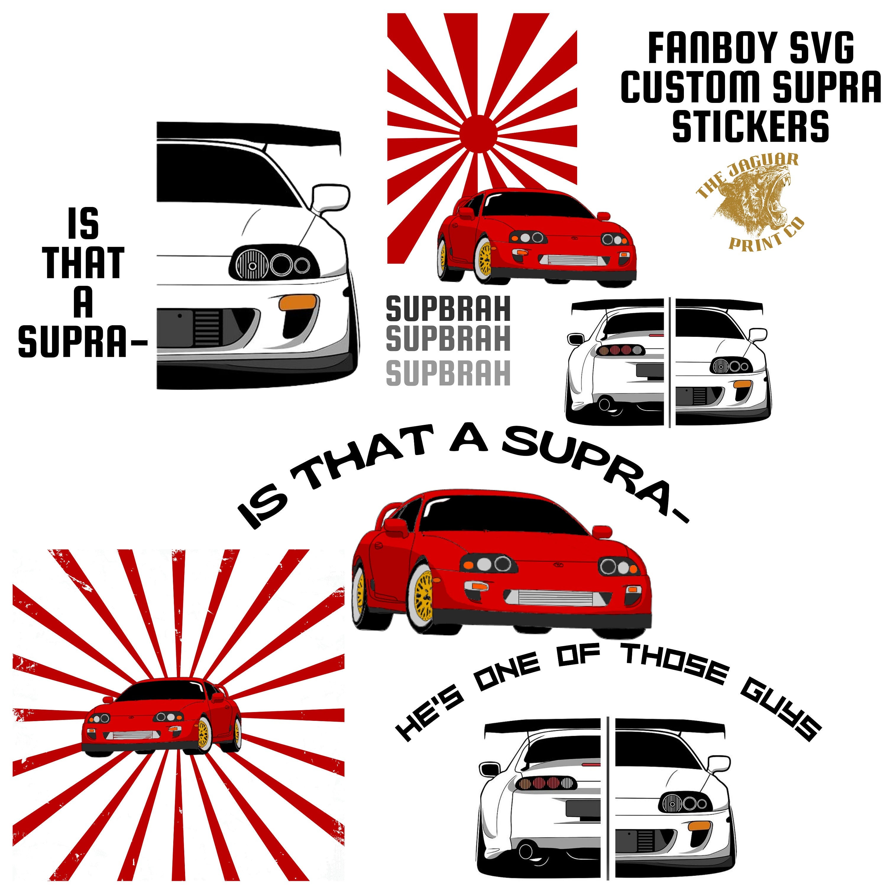 Supra SVG Stickers Set, Custom Car SVG, Japanese Race Car