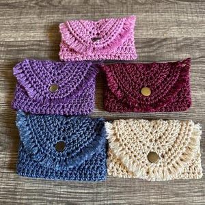 Handmade Crocheted Credit Card Purse - Compact Wallet in Multiple Colors - Perfect for Cards, Coins & Cash