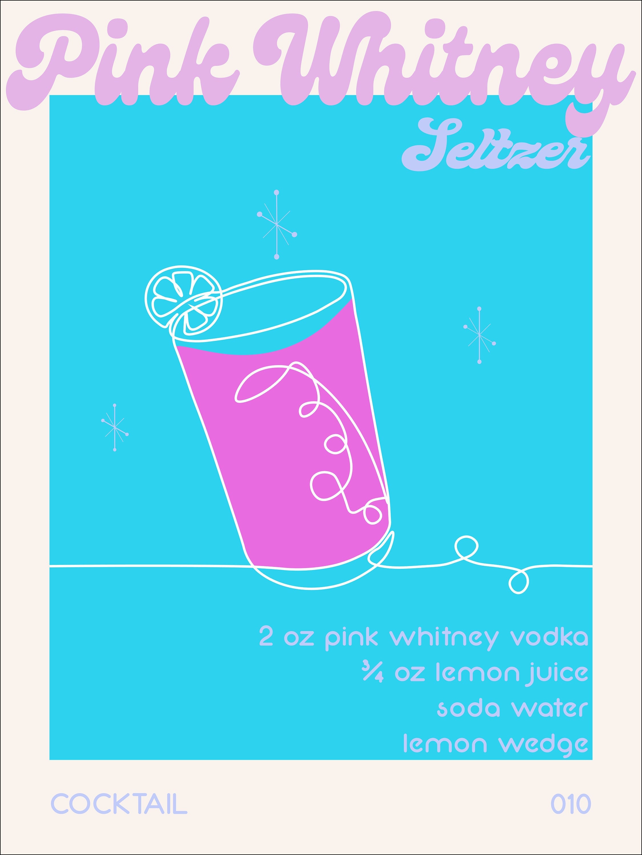 Pink Whitney Seltzer Recipe Print - Minimalist Cocktail Art (18x24) - Etsy