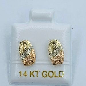 Aretes Virgen Guadalupe Oro 14 Kilates (14K)