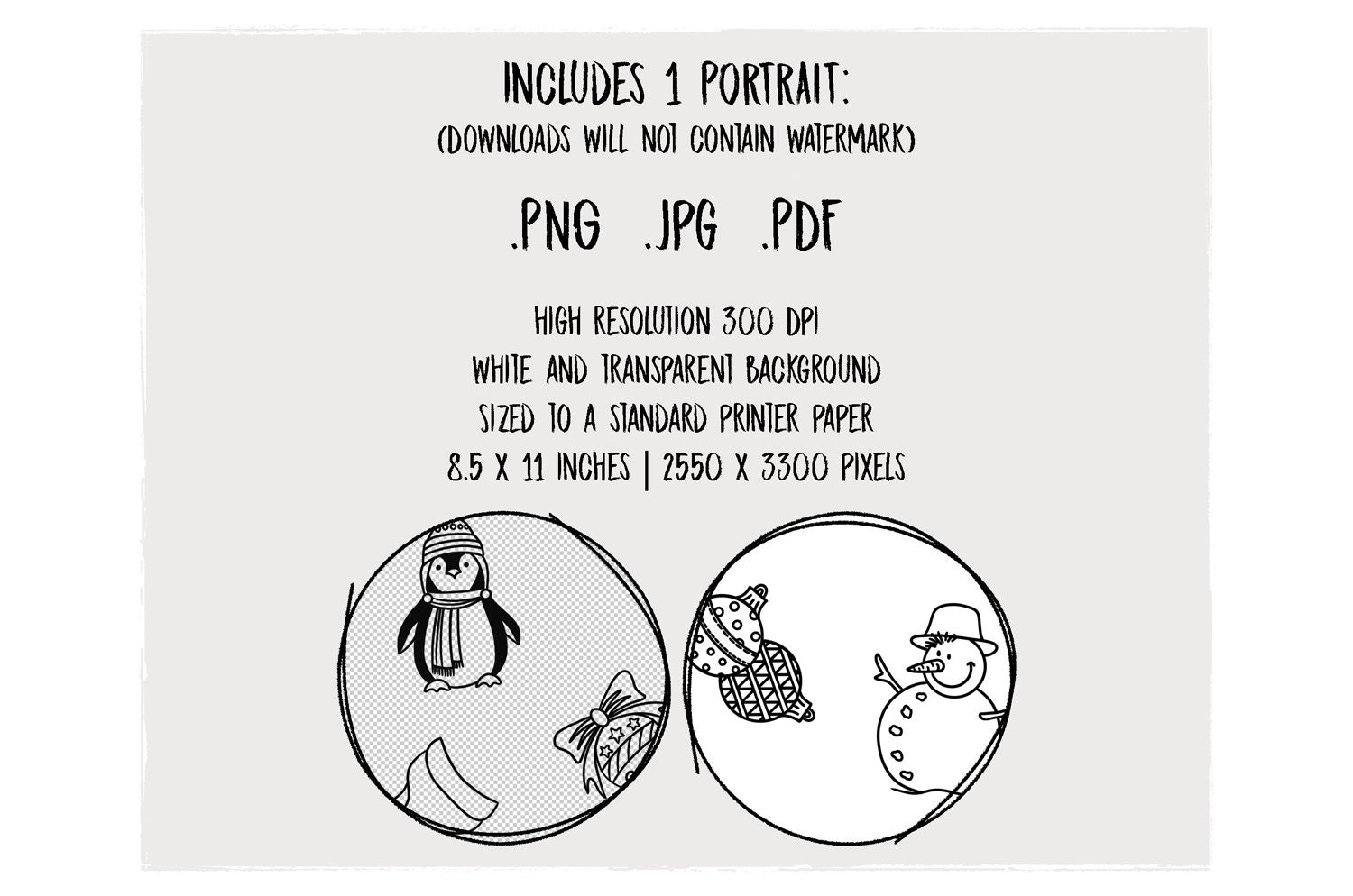 Christmas Doodle, Printable Page A4, Coloring Page, Instant Download ...