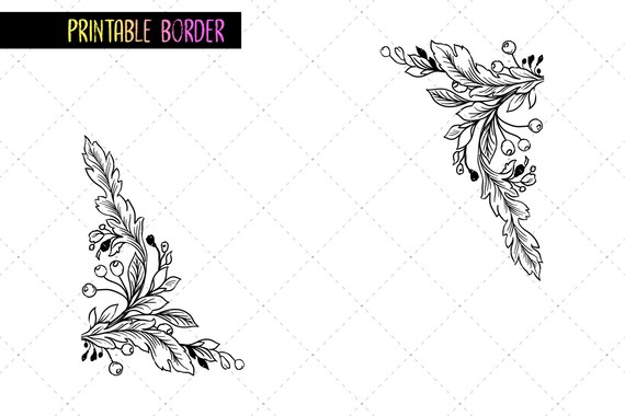 Big Border With Flowers Printable Border A4 Instant Download - Etsy