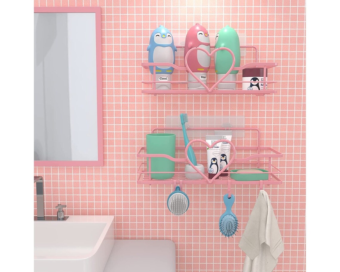 The Pink Heart Shower Caddy Etsy