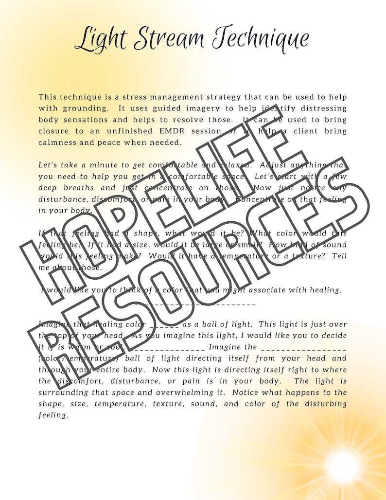 EMDR Light Stream Technique Guided Imagery for Grounding Etsy