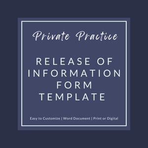 Release of Information Template Psychotherapists Private Practice