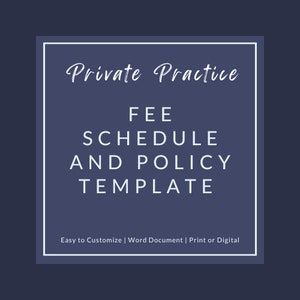 Private Practice Payment Agreement -  Fees and Policy for Psychotherapists