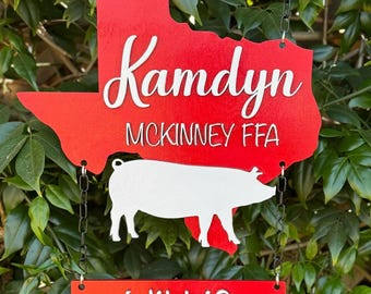 Personalized Show Pig Stall Sign | Custom FFA 4H Pig Barn Sign | County Fair Livestock Stall Decor | Stock Show Pen Display